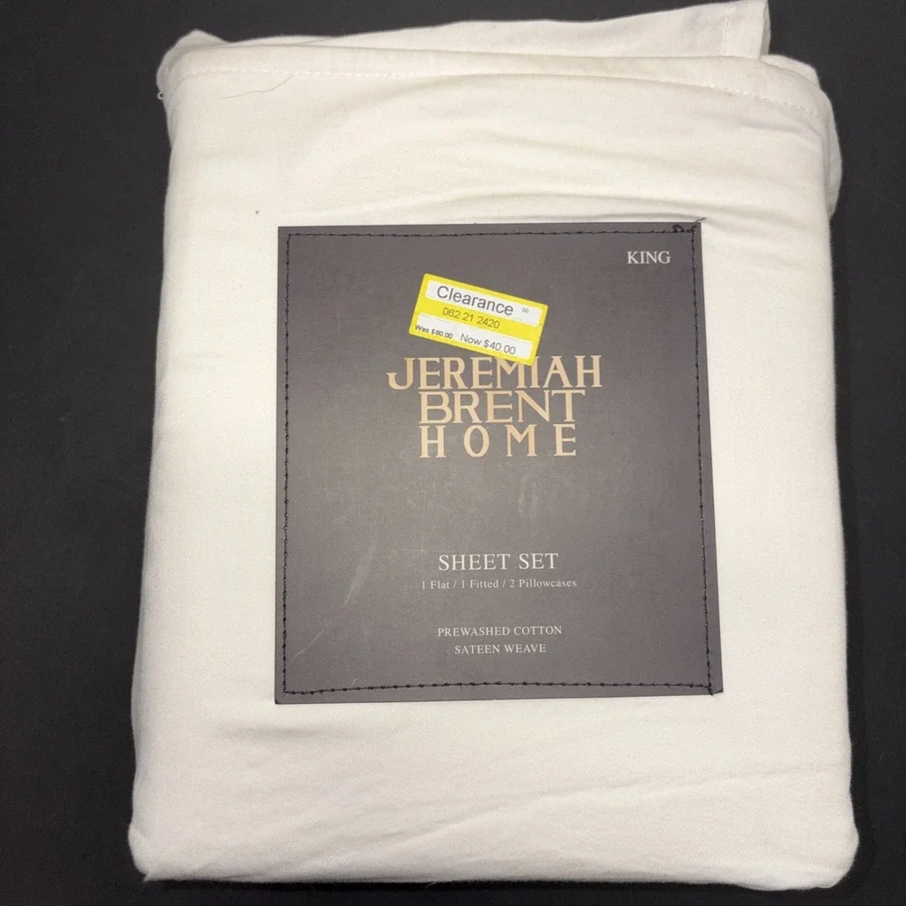 Jeremiah Brent Home Cotton Sateen Weave  4 Piece Sheet Set Size King 20724